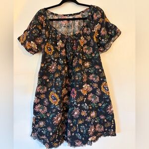 Natural Life Floral Short Sleeve Dress 100% Cotton Size L/XL